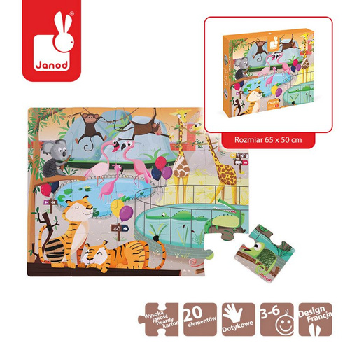 Janod Puzzle sensoryczne 20 elementów Wycieczka do zoo