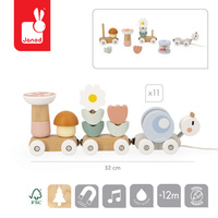 Janod  Magnetyczny pociąg z klockami i grzechotką do ciągnięcia Ślimak Sweet Cocoon 12m+