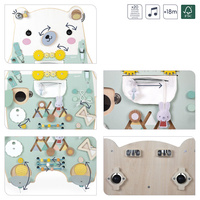 Janod Duża drewniana tablica manipulacyjna 20 aktywności Miś Pure 18m+