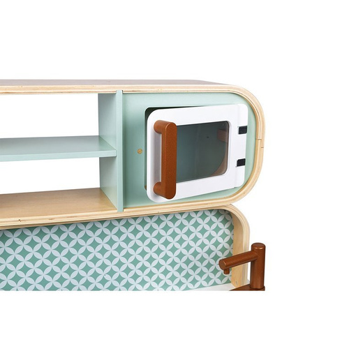 Janod Dwustronna drewniana kuchnia z pralką 2w1, z dźwiękiem, światłem LED i 8 akcesoriami