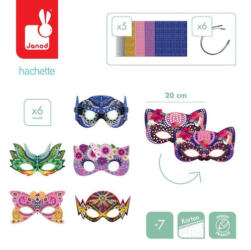 Janod Zestaw kreatywny Mozaika Maski 7+