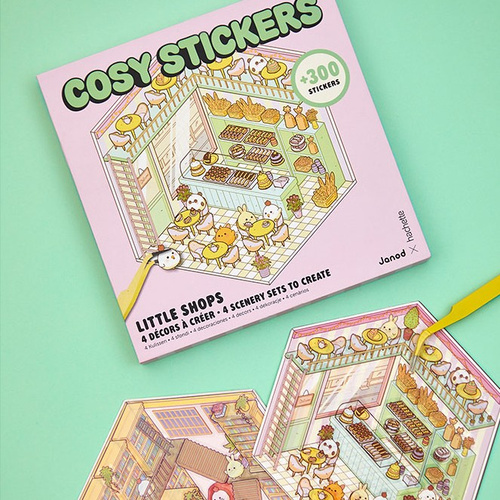 Janod Zestaw kreatywny Scenki do wyklejania z mini naklejkami i pęsetą Cosy stickers Sklep