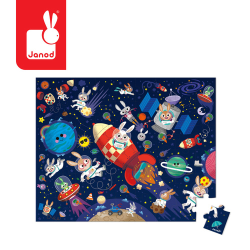 Janod Puzzle w walizce Rakieta kosmiczna 54 elementy 5+