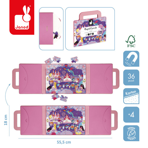 Janod Magnetyczne puzzle Księżniczki Magneti'puzzles 36 el. 4+