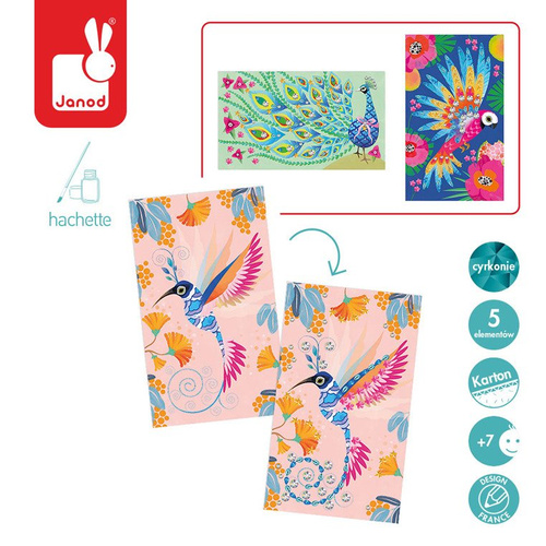 Janod Zestaw artystyczny Czarodziejskie cyrkonie Piękne ptaki 7+