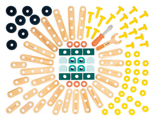 Janod Zestaw konstruktora 100 elementów Brico'kids 3+