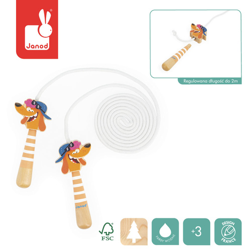 Janod Skakanka z drewnianymi rączkami Piesek Applepop 3+