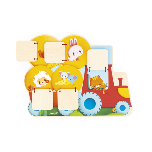 Janod Drewniana tablica szukaj i znajdź Traktor Farma 12m+