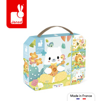 Janod Puzzle progresywne w walizce Zwierzątka Pure 4 układanki – 6, 9, 12 i 16 elementów 2+ Made in France