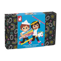 Janod Zestaw przyborów do kolorowania kredki flamastry Coloring box 42 el. 3+