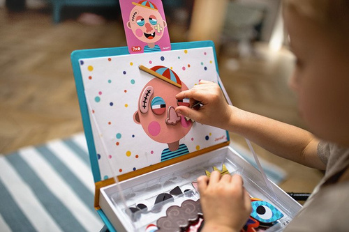 Janod Magnetyczna układanka Śmieszne buzie Chłopiec Magnetibook