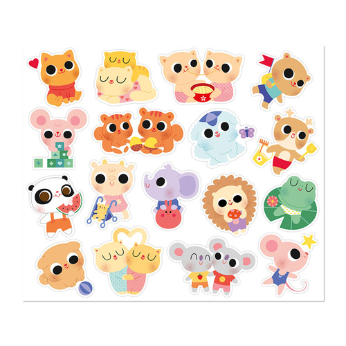 Janod Duże naklejki na arkuszach 100 szt. Małe zwierzęta 18m+