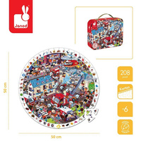 Janod Puzzle obserwacyjne w walizce okrągłe Straż pożarna 208 elementów 6+