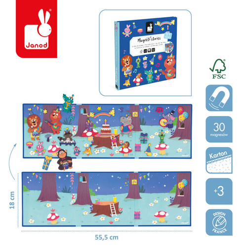 Janod Magnetyczna układanka Przyjęcie w lesie Magneti'stories 3+