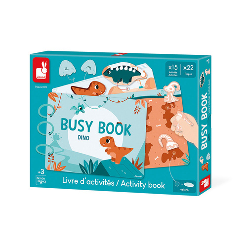 Janod Książeczka z zadaniami Busy Book Dinozaury 3+