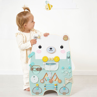 Janod Duża drewniana tablica manipulacyjna 20 aktywności Miś Pure 18m+