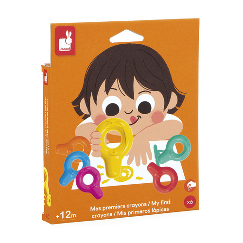 Janod Pierwsze kredki świecowe z uchwytem 6 kolorów 12m+