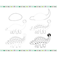 Janod Zestaw kreatywny Rysowanie krok po kroku Dinozaury 20 rysunków 7+