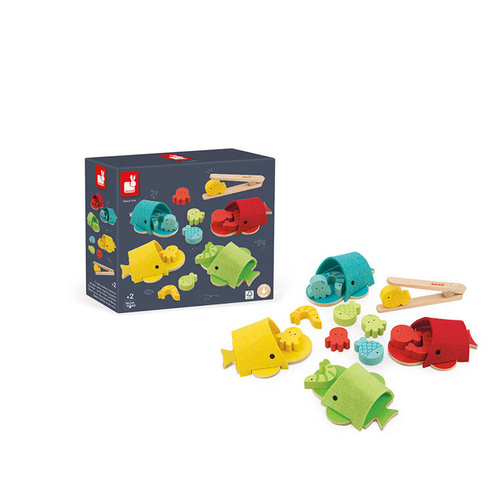 Janod Sortowanie kolorów Wieloryby filcowe 2+