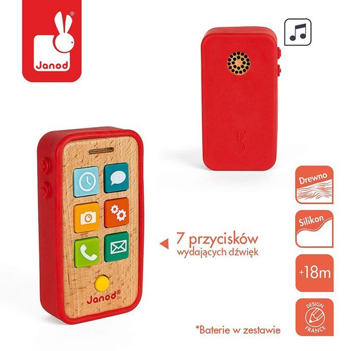 Drewniany telefon z dźwiękami dla dzieci