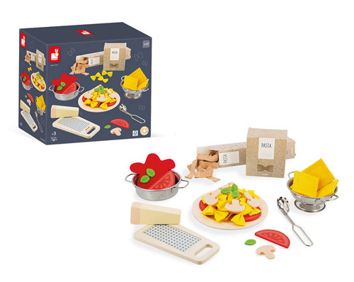 Janod Filcowy zestaw makaronów i akcesoria do przyrządzania włoskiej pasty 3+