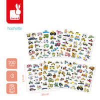 Janod Naklejki na arkuszach 200 szt. Pojazdy 3+