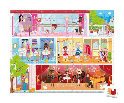 Janod Puzzle w walizce Akademia tańca 100 elementów 6+ Made in France