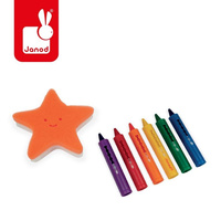 Janod Kredki do kąpieli 6 kolorów z gąbką 3+ 