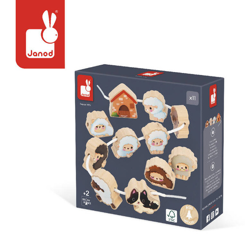 Janod Nawlekanka z drewnianymi owieczkami Farma 2+