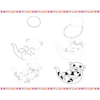 Janod Zestaw kreatywny Rysowanie krok po kroku Modele kawaii 20 rysunków 7+