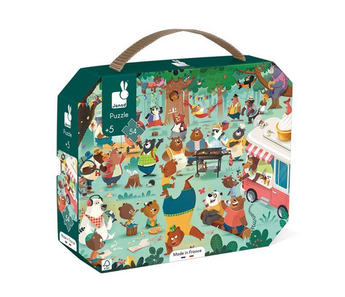 Janod Puzzle w walizce Rodzina misiów 54 elementy 5+ Made in France