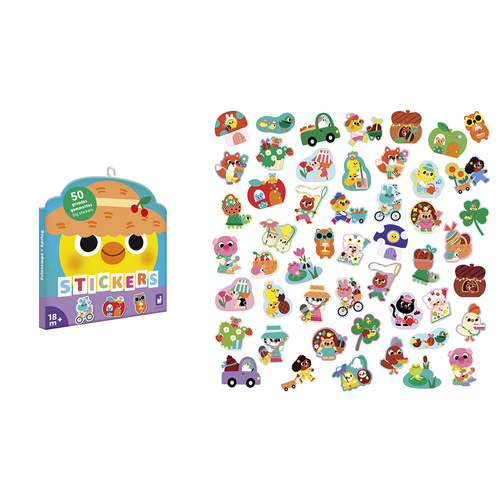 Janod Duże naklejki 50 szt. Wiosna 18m+