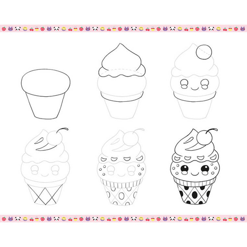 Janod Zestaw kreatywny Rysowanie krok po kroku Modele kawaii 20 rysunków 7+