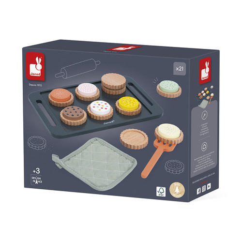 Janod Drewniany zestaw do pieczenia ciasteczek 21 el. Shiny Grandma 3+