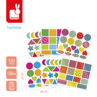 Janod Duże naklejki na arkuszach 150 szt. Figury geometryczne 18m+