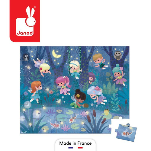 Janod Puzzle w walizce Wróżki i lilie wodne 36 elementów 4+ Made in France