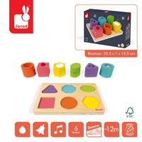 Janod Układanka drewniana sensoryczna "Kształty i dźwięki"
