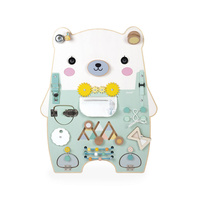 Janod Duża drewniana tablica manipulacyjna 20 aktywności Miś Pure 18m+