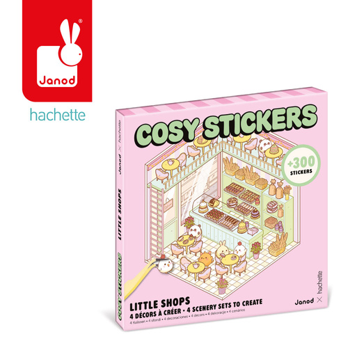 Janod Zestaw kreatywny Scenki do wyklejania z mini naklejkami i pęsetą Cosy stickers Sklep