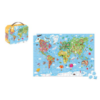 Janod Puzzle w walizce Ogromna mapa świata 300 elementów 7+ Made in France (stary indeks: J02656)