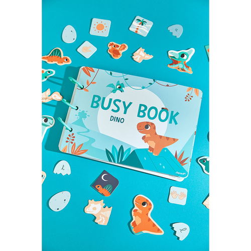 Janod Książeczka z zadaniami Busy Book Dinozaury 3+