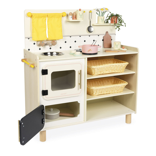 Janod Duża drewniana kuchnia z 19 akcesoriami Shiny Grandma 3+