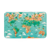 Janod Układanka drewniana magnetyczna Mapa świata z 50 magnesami Dinozaury 7+