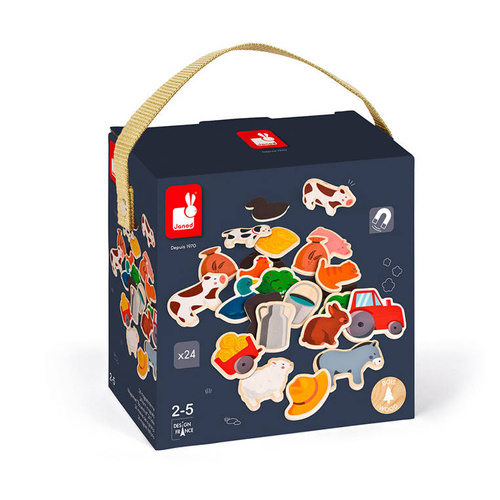 Janod Magnesy drewniane Farma 24 sztuki