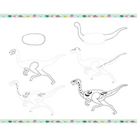 Janod Zestaw kreatywny Rysowanie krok po kroku Dinozaury 20 rysunków 7+