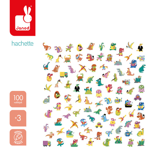 Janod Naklejki 100 szt. Dinozaury 3+
