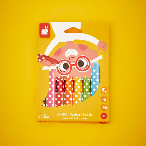 Janod Flamastry Jumbo 8 kolorów 12m+