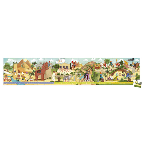 Janod Puzzle panoramiczne w walizce Antyk i mitologia 100 elementów 6+ Made in France