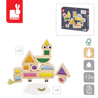 Janod Klocki drewniane przeźroczyste kolorowe sensoryczne 12 m+