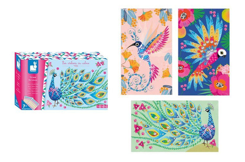 Janod USZKODZONE OPAKOWANIE Zestaw artystyczny Czarodziejskie cyrkonie Piękne ptaki 7+